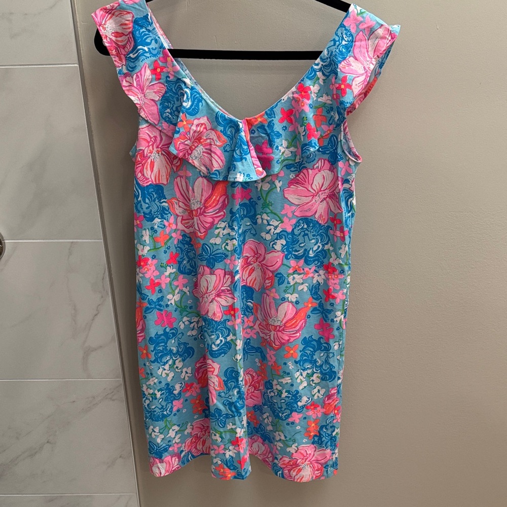 Lilly Pulitzer Swing Dress Size S Alessa Sleeveless Ruffles Blue